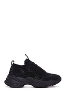 Women's Black Stone Thick Soled Sneaker | Derimod