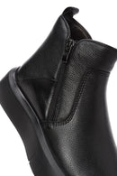 Male Black Zip Closure Thick-Soled Leather Boots | Derimod
