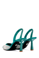 Women's Green Open Back Thin Heeled Shoes | Derimod