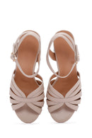 Women's Beige Ankle Strap Chunky Heel Sandals | Derimod