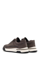 Men's Grey Lace-Up Thick-Soled Nubuck Leather Sneakers | Derimod