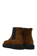 Men's Brown Zippered Suede Leather Boot | Derimod