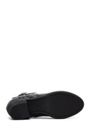 Women's Black Leather Heeled Bootie | Derimod