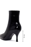 Woman Black Zip Closure Stiletto-Heel Patent Leather Leather Boots | Derimod
