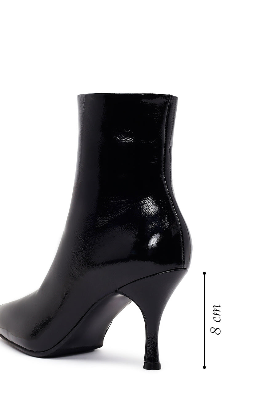 Woman Black Zip Closure Stiletto-Heel Patent Leather Leather Boots