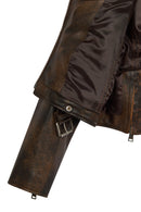 Newage Woman Brown Slim-Fit Biker Leather Jacket | Derimod