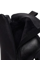 Woman Black Zip Closure Thick-Heeled Leather Boots | Derimod