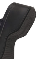 Woman Black Thick-Soled Leather Sandal | Derimod