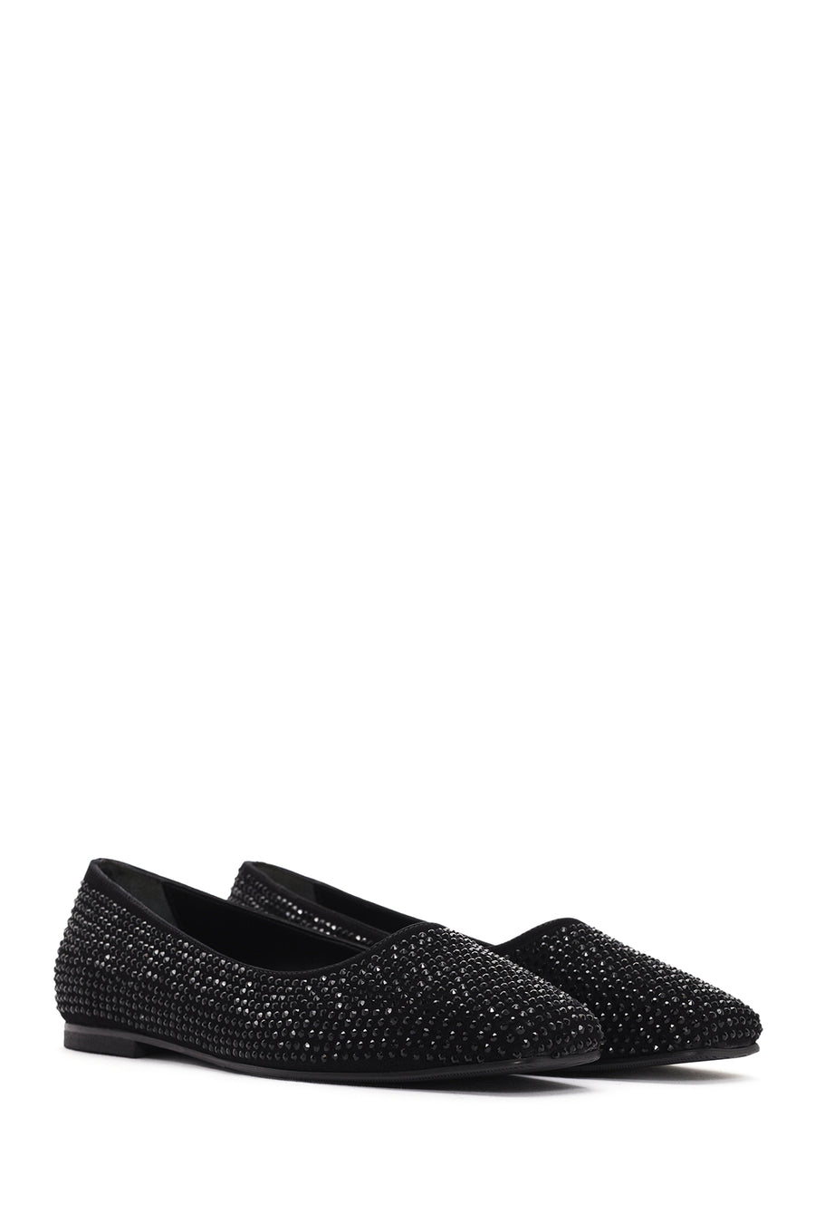 Women's Black Stone Leather Ballerinas