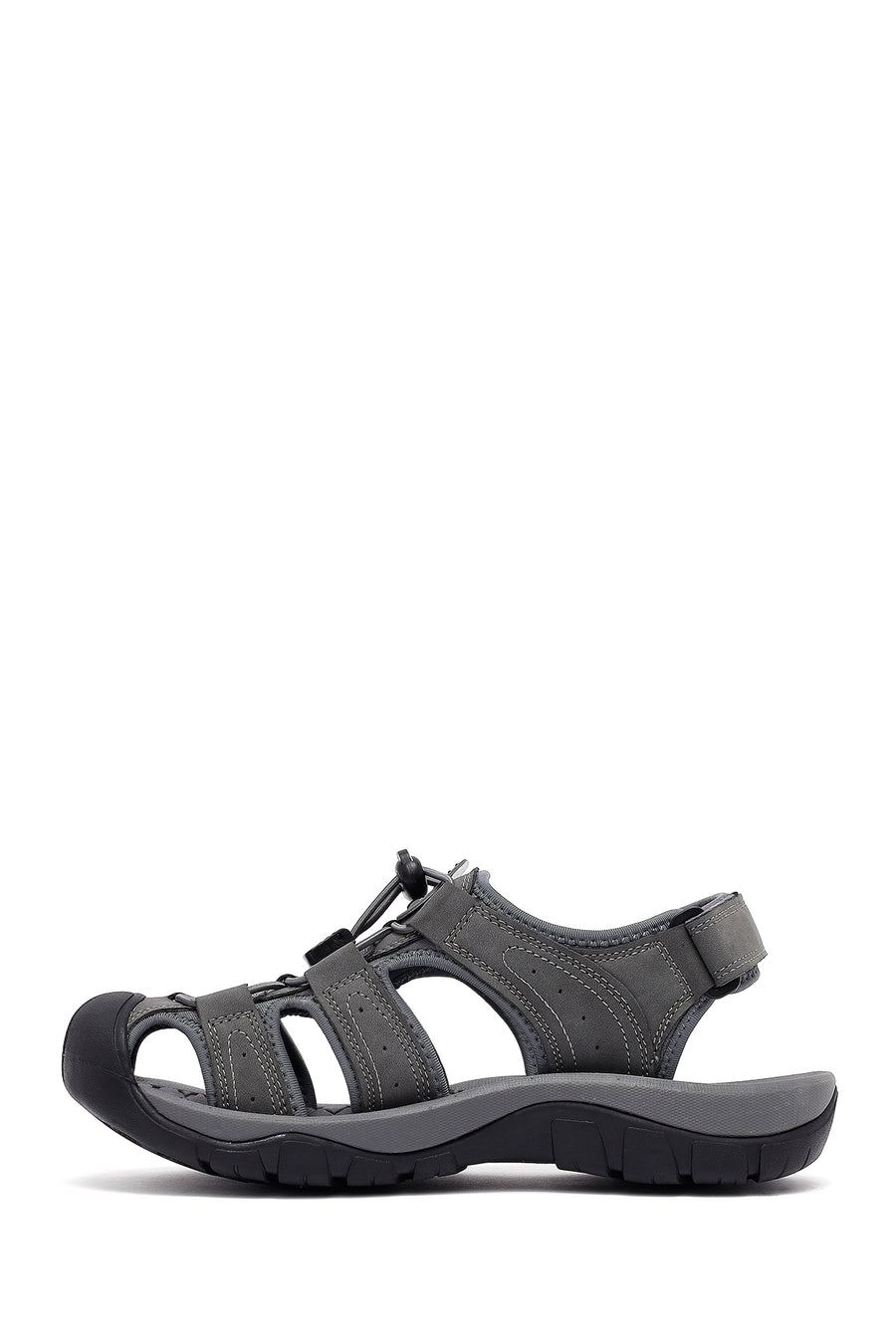 Male Grey Leather Outdoor Sandals