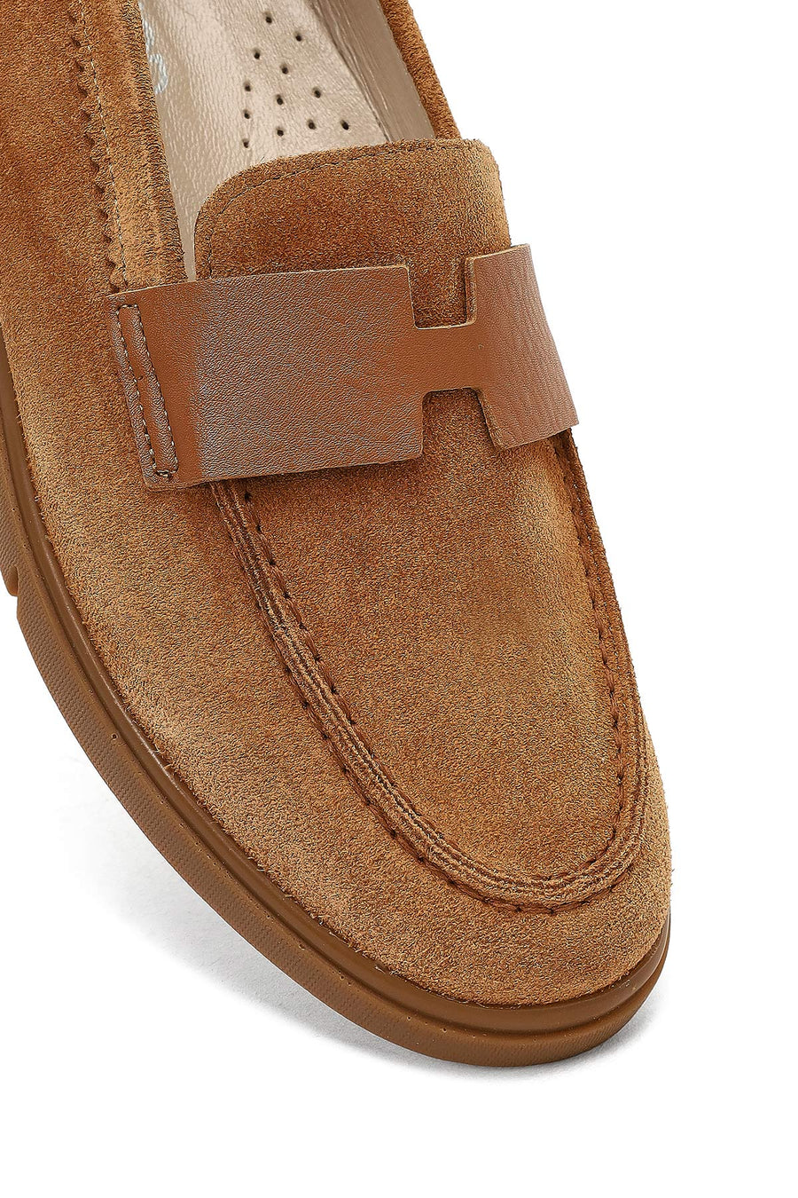 Women Tan Suede Leather Comfort Loafer