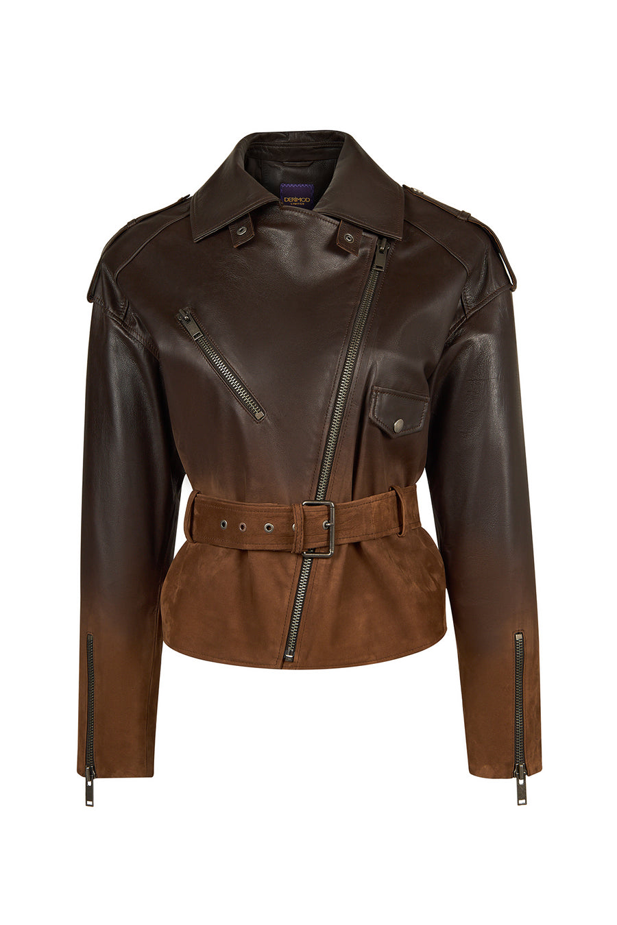 Soho Woman Brown Short Oversize Biker Suede Jacket