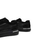 Men's Black Thick-Soled Leather Sneaker | Derimod