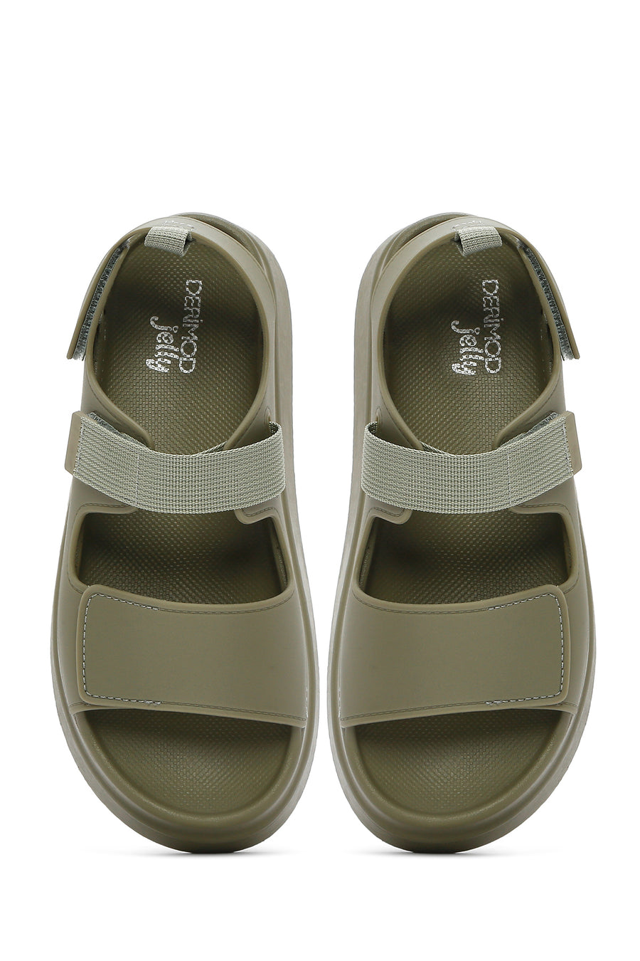 Women's Khaki Strappy Thick Soled Jelly Sandals