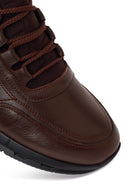 Erkek Kahverengi Bağcıklı Deri Casual Sneaker | Derimod