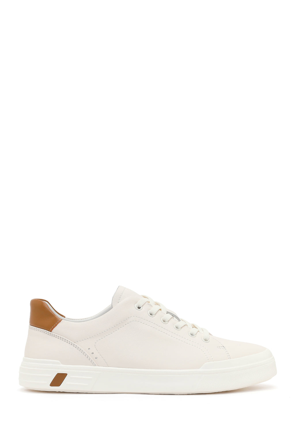 Erkek Beyaz Bağcıklı Deri Sneaker