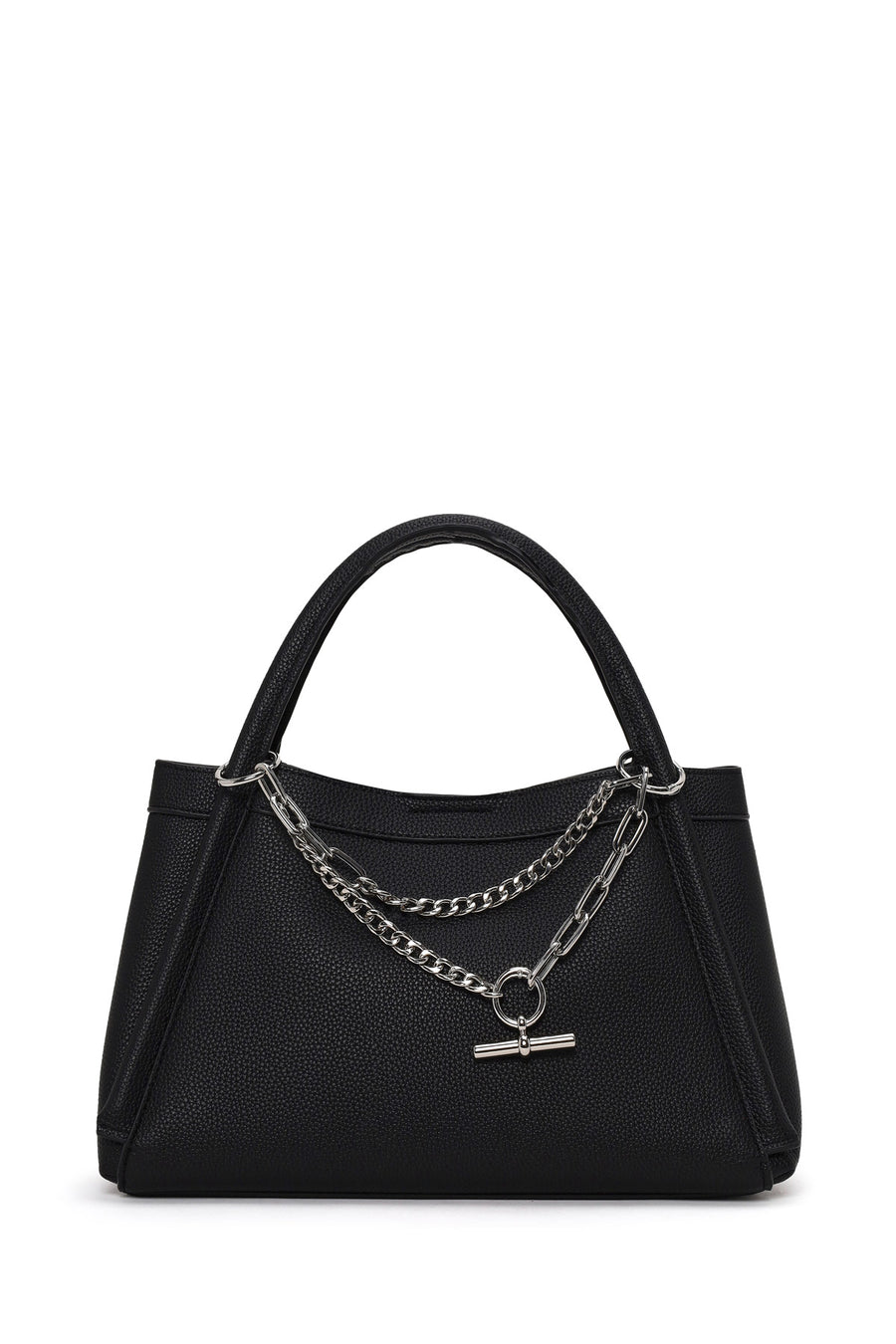 Woman Black Long-Strap Charm Shoulder Bag