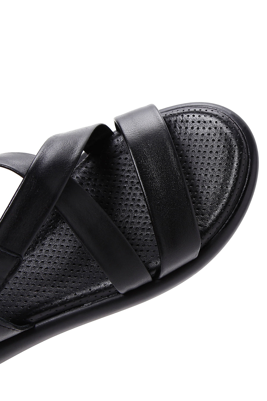 Kadın Siyah Deri Comfort Sandalet