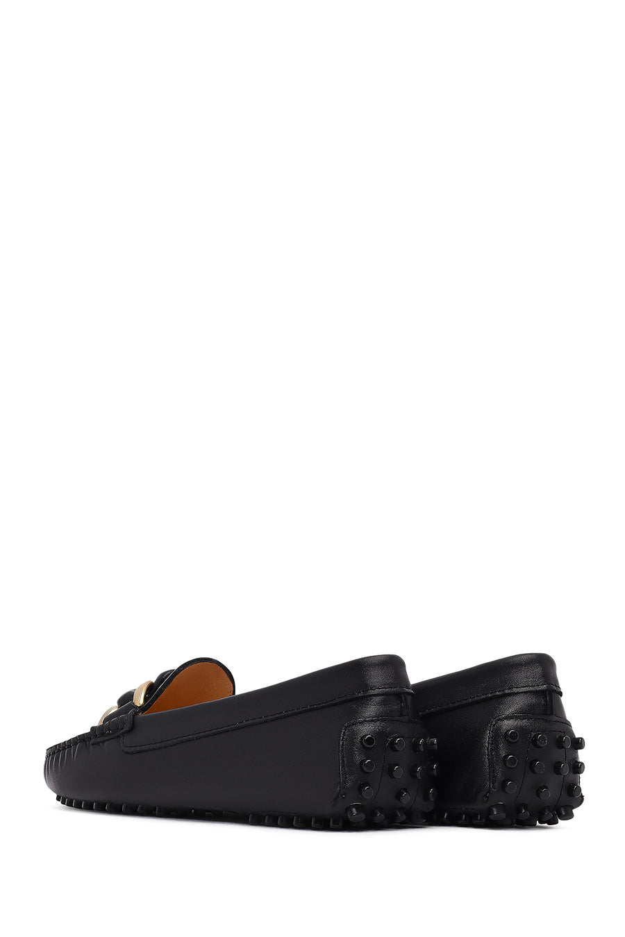 Women's Black Buckled Leather Loafer