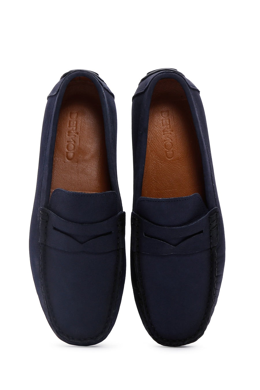 Erkek Lacivert Nubuk Deri Casual Loafer