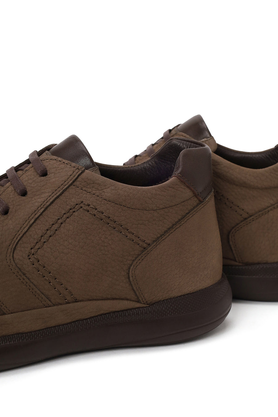 Male Beige Lace-up Thick-soled Nubuck Leather Boots