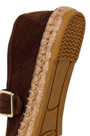Women's Brown Strap Suede Leather Espadrilles | Derimod