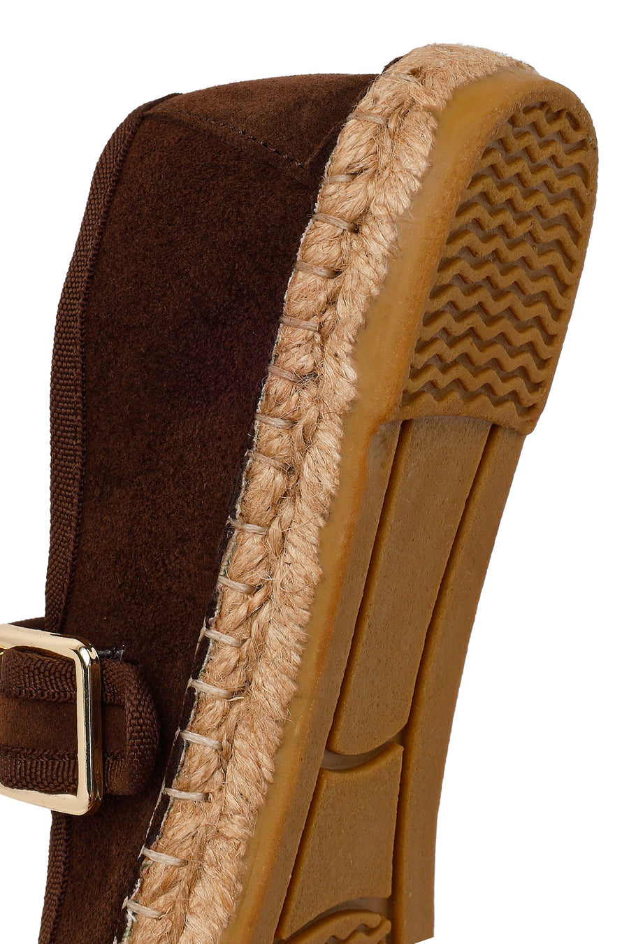 Women's Brown Strap Suede Leather Espadrilles