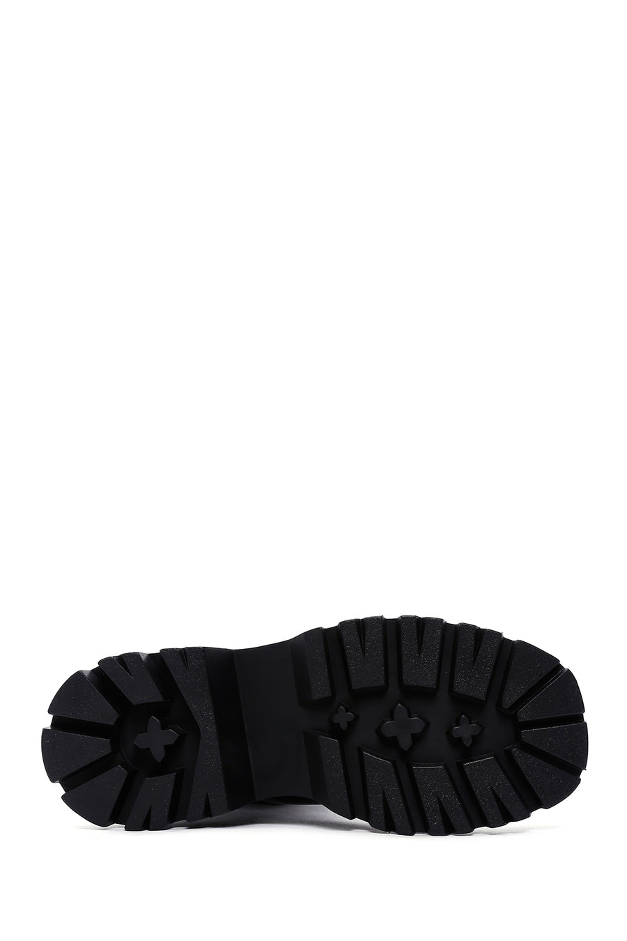 Women's Black Thick Soled Zippered Leather Boots