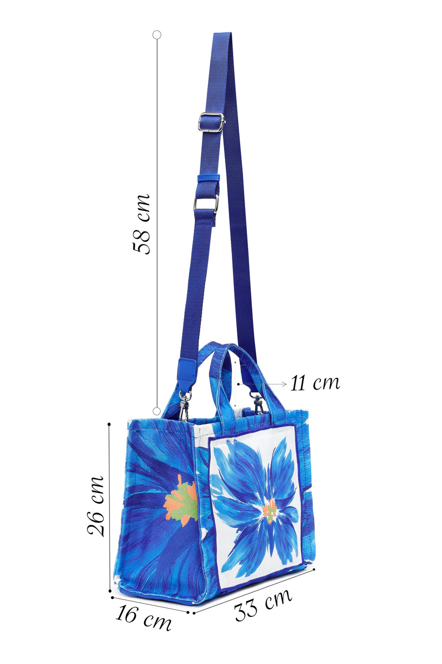 Woman Blue Long Strap Printed Shoulder Bag