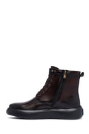 Men's Brown Zippered Thick Sole Leather Boat | Derimod
