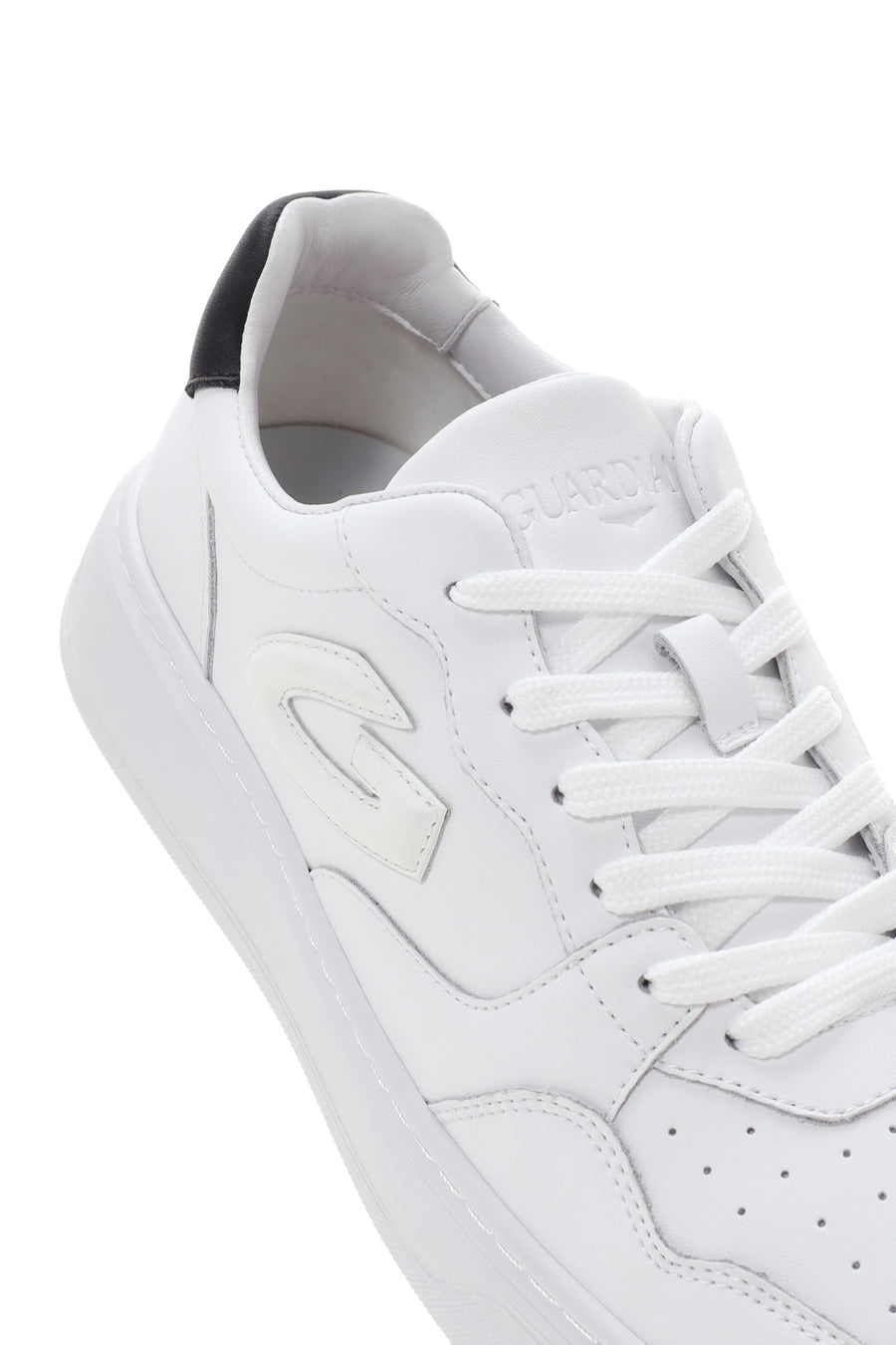 Alberto Guardiani Men's White New Era Thick Soled Leather Sneaker