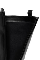 Women's Black Lace-Up Zipper Detailed Thick Heeled Leather Boots | Derimod
