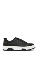 Erkek Siyah Bağcıklı Kalın Tabanlı Deri Sneaker | Derimod