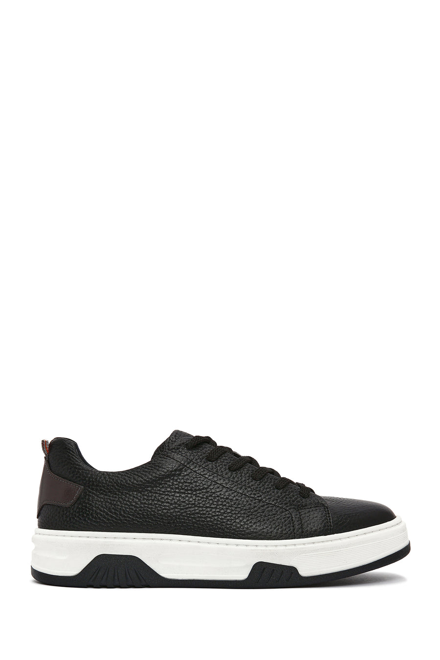 Erkek Siyah Bağcıklı Kalın Tabanlı Deri Sneaker 25SFD6882FT | Derimod