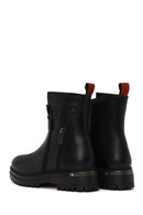 Harley Davidson Woman Black Peking Zip Closure Thick-Soled Leather Boots | Derimod