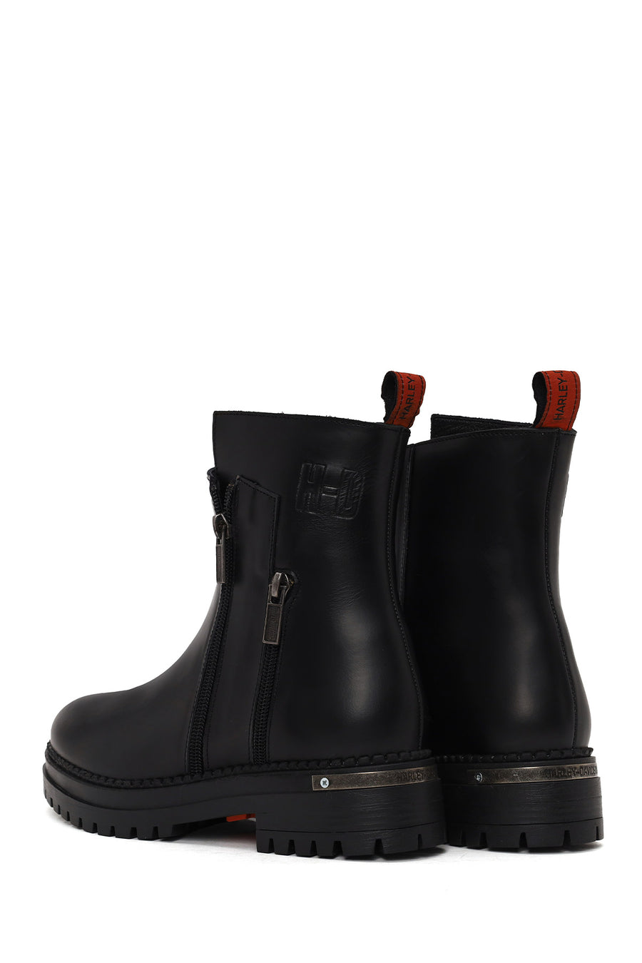 Harley Davidson Woman Black Peking Zip Closure Thick-Soled Leather Boots