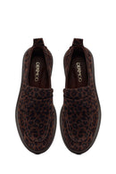 Kadın Leopar Desenli Süet Deri Maskülen Loafer | Derimod