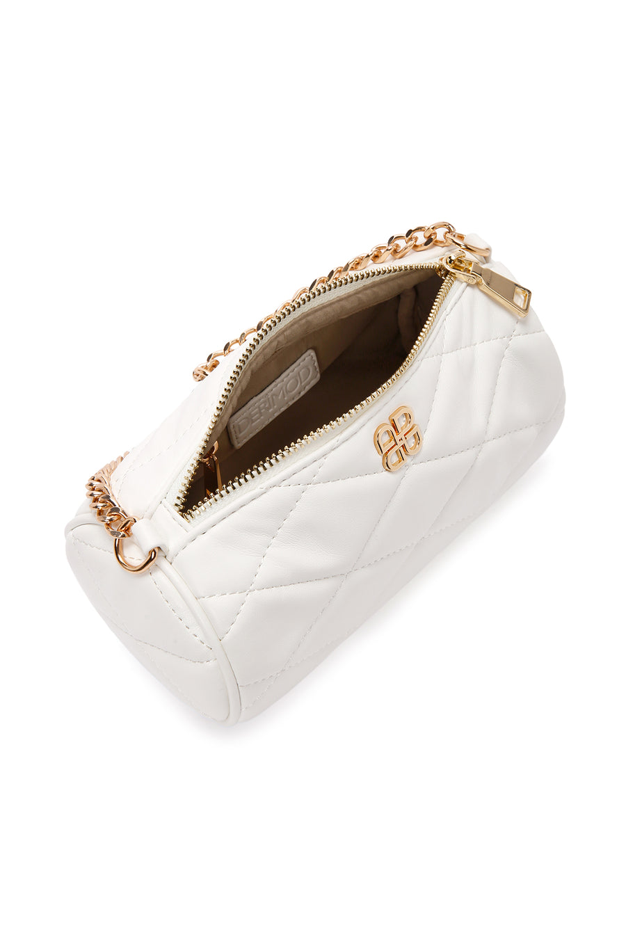 Women's White Long Strap Quilted Crossbody Bag