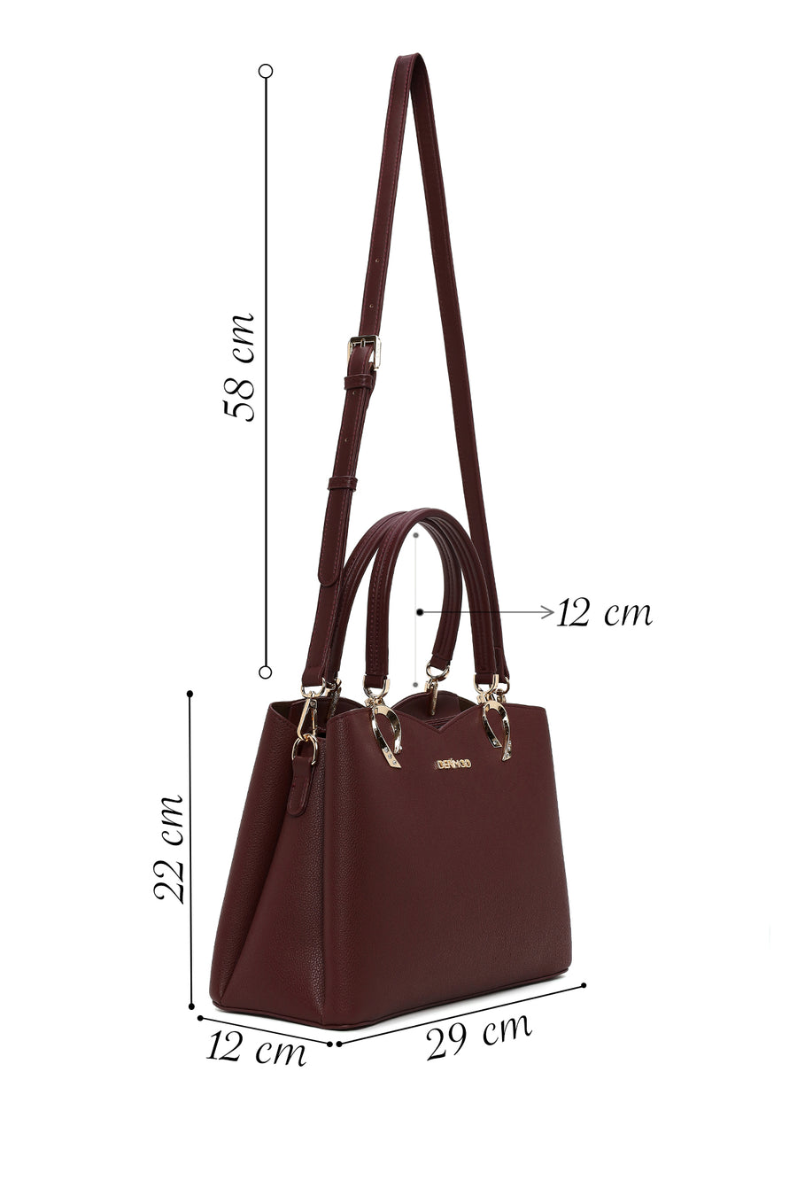 Woman Burgundy Long-Strap Shoulder Bag