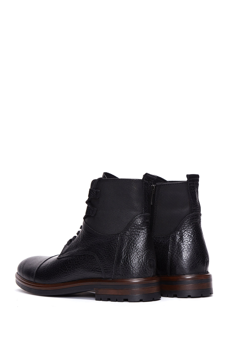 Men's Black Leather Zippered Boots