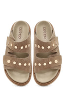 Women's Mink Suede Leather Slippers | Derimod