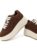 Kadın Kahverengi Bağcıklı Kalın Tabanlı Süet Sneaker | Derimod