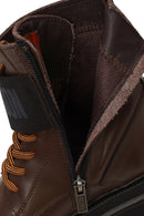 Harley Davidson Woman Brown Becky Zip Closure Thick-Soled Leather Combat Boots | Derimod
