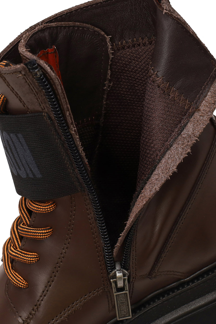 Harley Davidson Woman Brown Becky Zip Closure Thick-Soled Leather Combat Boots