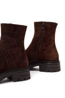 Woman Brown Thick-Soled Zip Closure Suede Casual Boots | Derimod