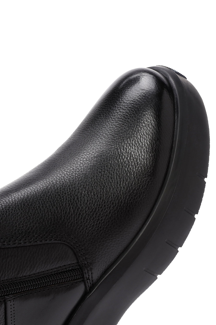 Male Black Zip Closure Thick-Soled Leather Boots