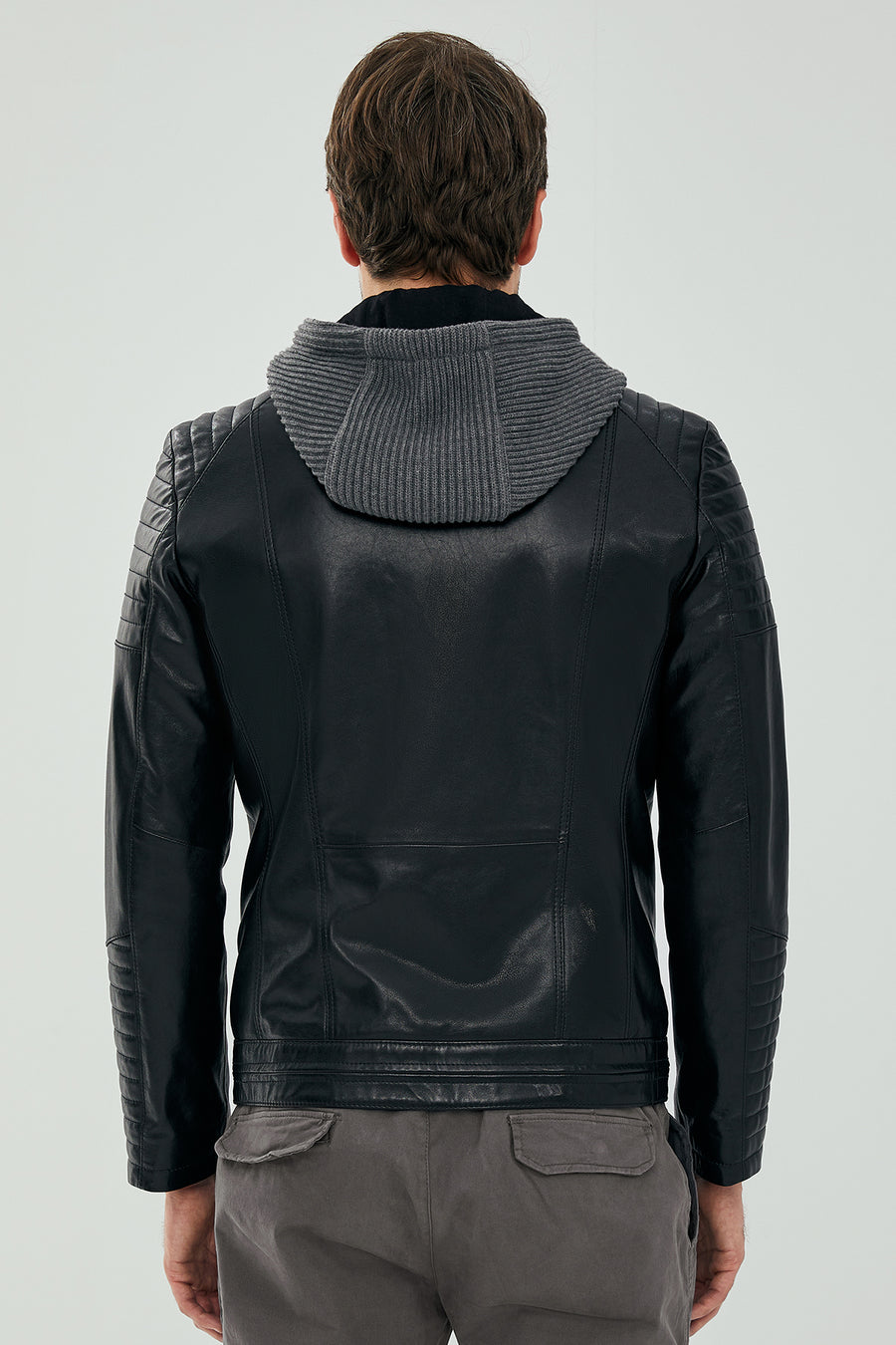 Danger Black Men's Hooded Sports Leather Jacket