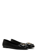 Women's Black Leather Ballerina Ballet Shoes | Derimod