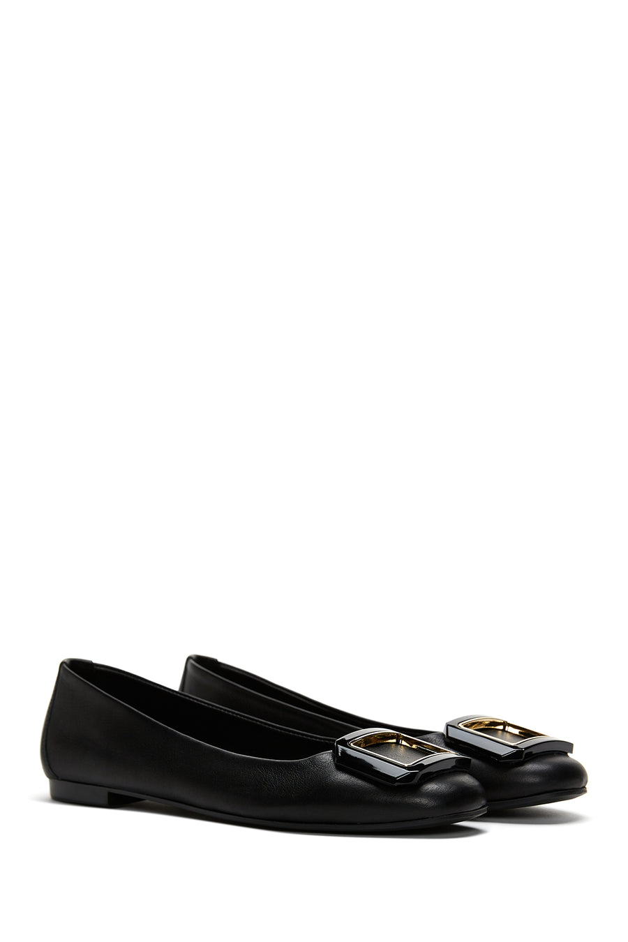 Women's Black Leather Ballerina Ballet Shoes