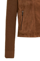 Marcy Women's Brown Double Breasted Suede Leather Jacket | Derimod